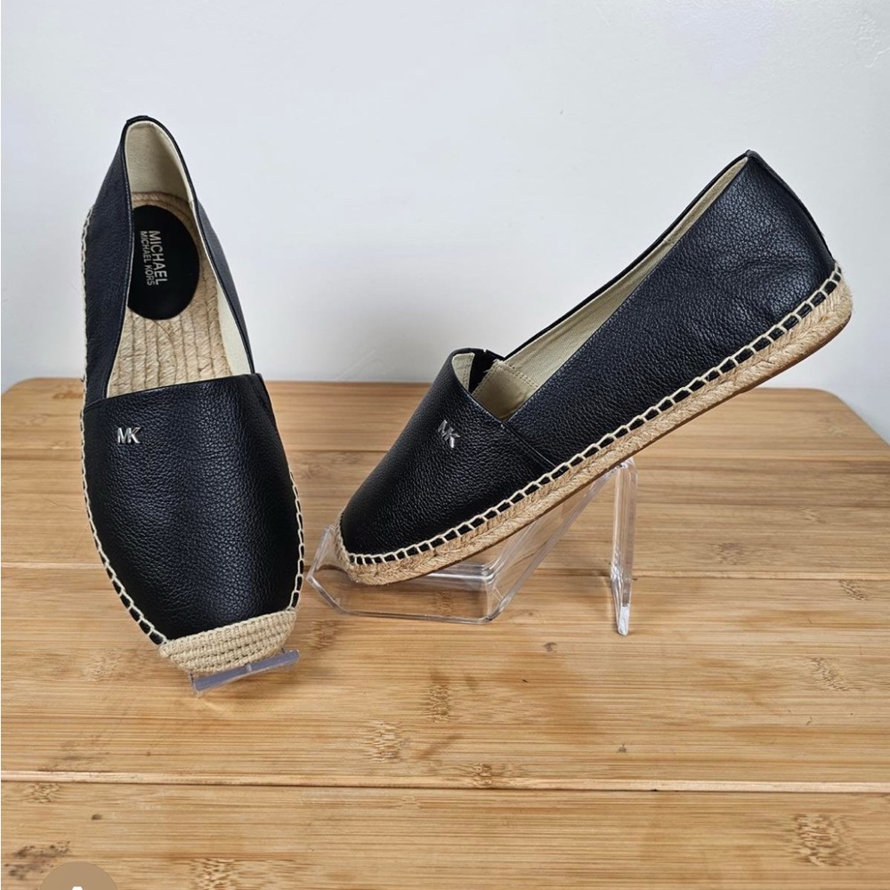 Michael Kors Black Leather Espadrilles